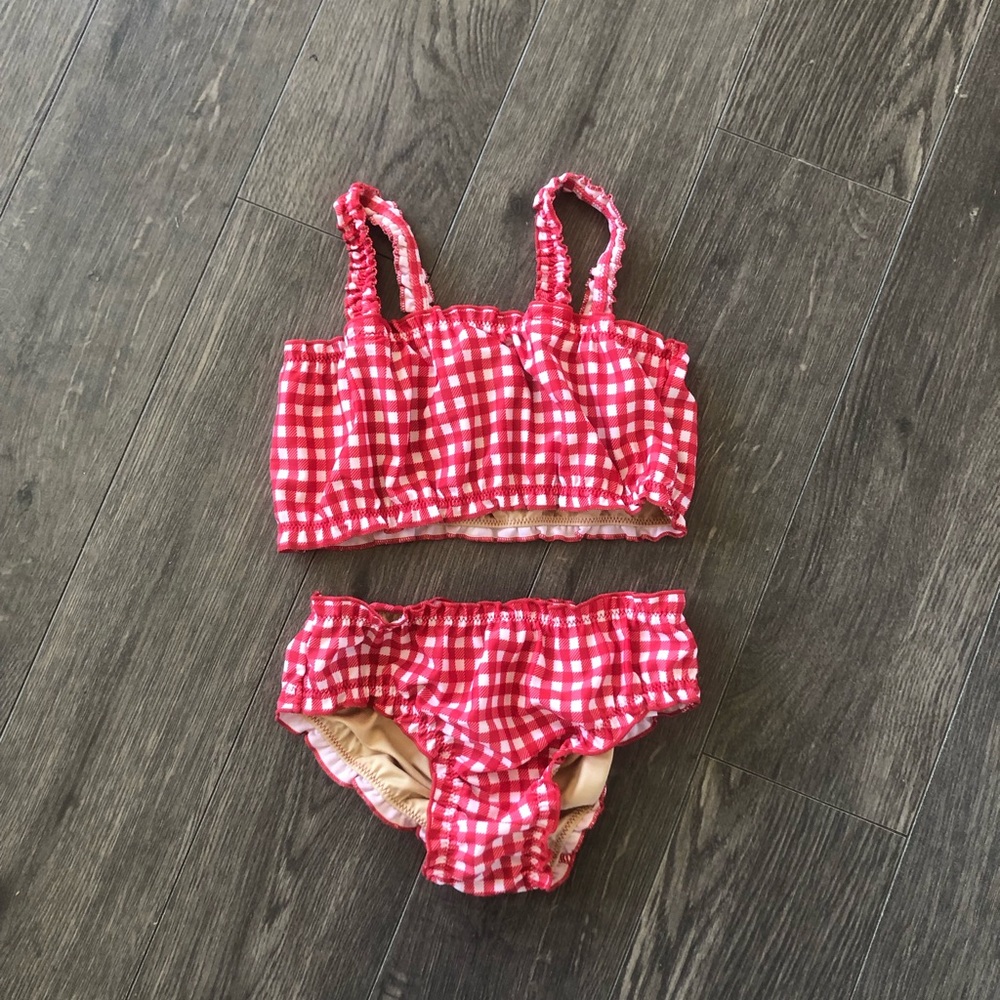 Girls‎ Old Navy Red and White Gingham Two-Piece Swim Set | Size 5T